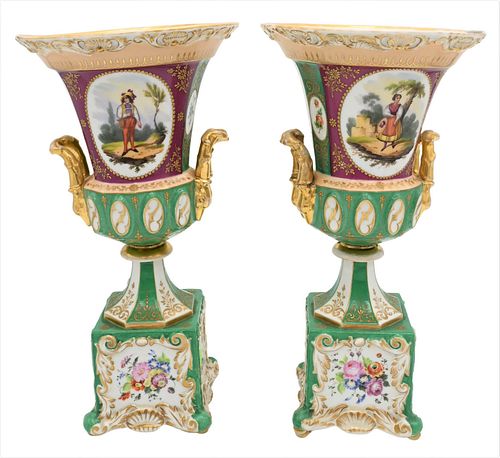 PAIR OF OLD PARIS PORCELAIN VASESPair 37452f