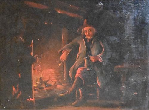 OIL ON PANEL INTERIOR DUTCH SCENEOil 37454b