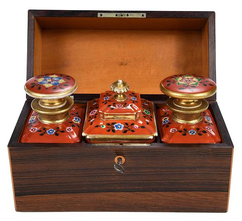 BRITISH ROSEWOOD TEA CADDY WITH 37455f