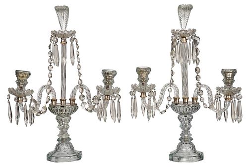 PAIR OF FRENCH GLASS TWO LIGHT