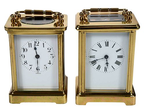 TWO FRENCH BRASS CARRIAGE CLOCKS19th 20th 3745b8