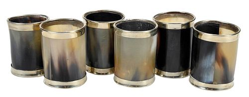 SET OF SIX HORN CUPS20th century  3745cd