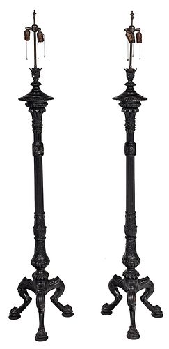 PAIR OF BLACK PAINTED CAST IRON 3745e9