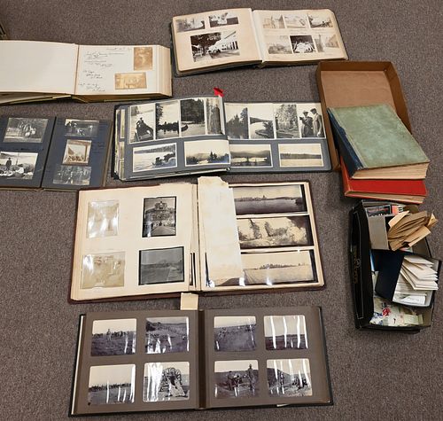 GROUP OF SIX SCRAPBOOKS AND POSTCARD