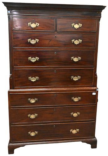 GEORGE III MAHOGANY CHEST ON CHESTGeorge 37463d