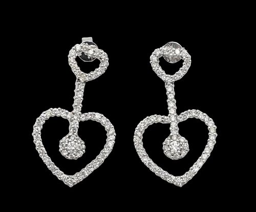 PAIR OF 18 KARAT WHITE GOLD PIERCED