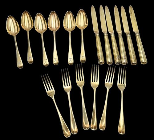 18 PIECE ENGLISH STERLING AND VERMEIL