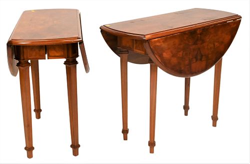 PAIR OF BURLWOOD DROP LEAF TABLESPair