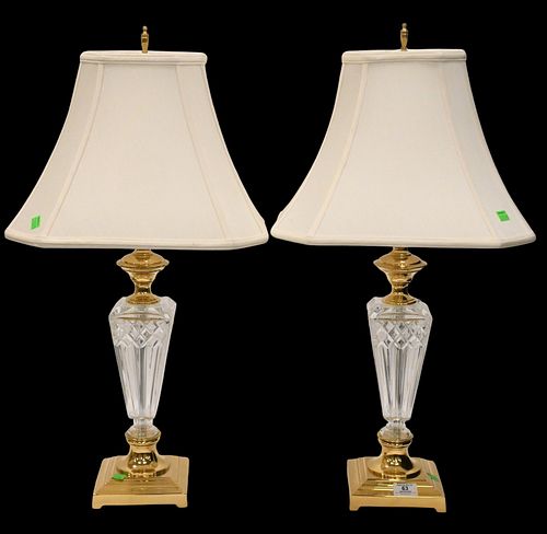 PAIR OF WATERFORD BRASS AND GLASS 374682