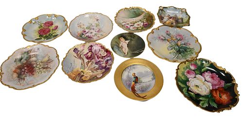 10 PIECE LOT OF HAND PAINTED PORCELAIN 374692