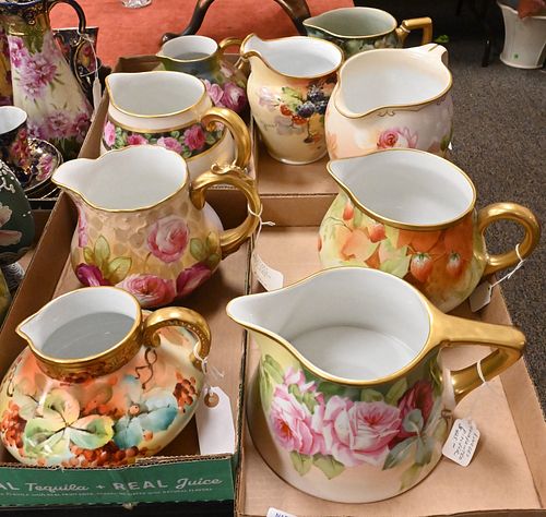 FOUR TRAY LOTS OF LIMOGES HAND PAINTED