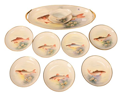 13 PIECE LIMOGES FRANCE HAND PAINTED