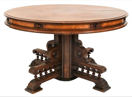 VICTORIAN WALNUT ROUND DINING TABLEVictorian