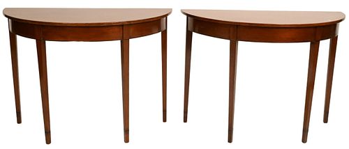 PAIR OF DEMILUNE MAHOGANY TABLESPair 37474d