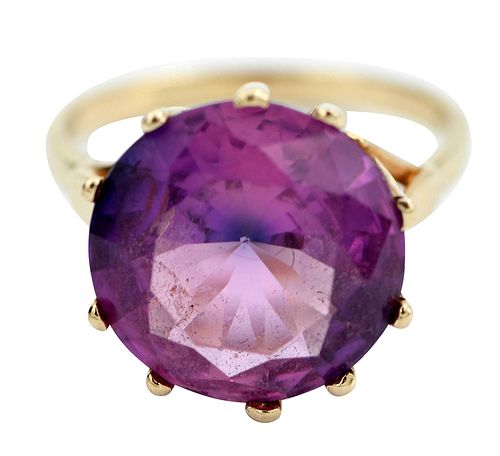 14KT GOLD RING SYNTHETIC PINK 37477f