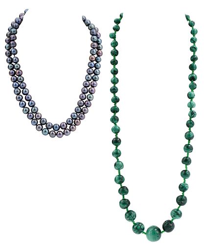 PEARL STRAND AND MALACHITE BEAD 374790