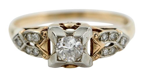 VINTAGE 14KT DIAMOND RINGcenter 3747a6