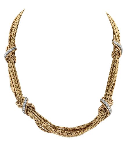 14KT. DIAMOND NECKLACEtwisted rope