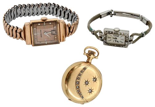 THREE VINTAGE WATCHES, GOLD AND