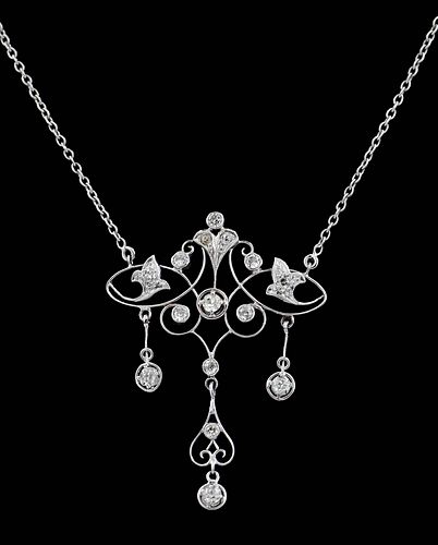 14KT DIAMOND NECKLACEfiligree 3747d5