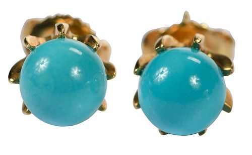 A LA PAGODE 18KT. TURQUOISE STUD