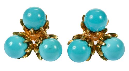 A LA PAGODE 18KT. TURQUOISE CLUSTER