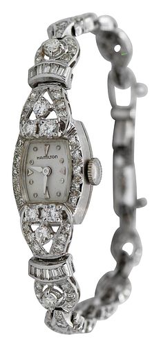 HAMILTON 14KT. DIAMOND WATCHcase 19.0