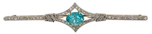 18KT. AND PLATINUM BLUE ZIRCON