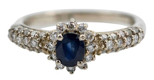 14KT SAPPHIRE AND DIAMOND RINGone 37482c