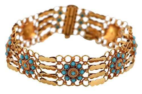 18KT. TURQUOISE BRACELETfancy link