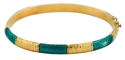 18KT YELLOW GOLD AND GREEN ENAMEL 374841