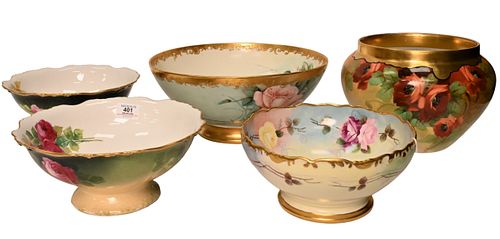 FIVE PIECE LIMOGES HAND PAINTED