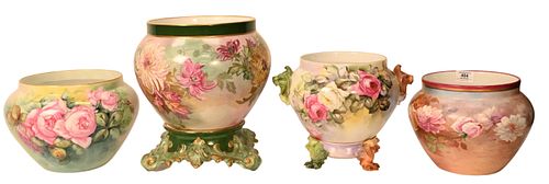 FOUR LIMOGES HAND PAINTED FLORAL