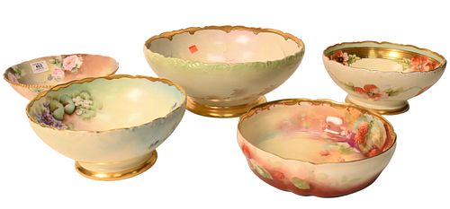 FIVE PIECE HAND PAINTED PORCELAIN 374846