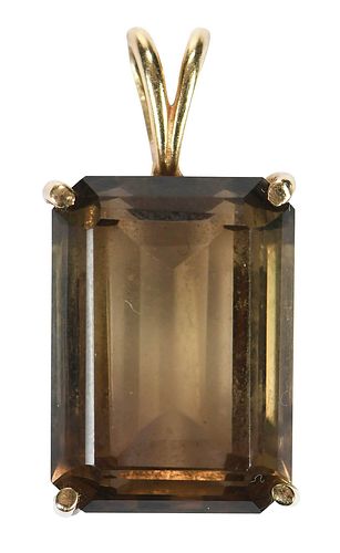 14KT. GOLD SMOKY QUARTZ PENDANTsmoky