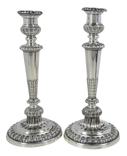 PAIR SILVERPLATE CANDLESTICKSprobably