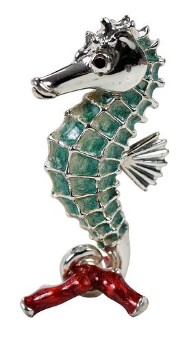 ENAMEL STERLING SEAHORSEprobably 3748e2