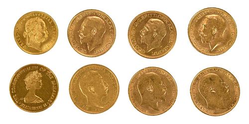 EIGHT ASSORTED FOREIGN GOLD COINSfive