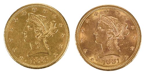 TWO LIBERTY HEAD GOLD $10 COINSeach