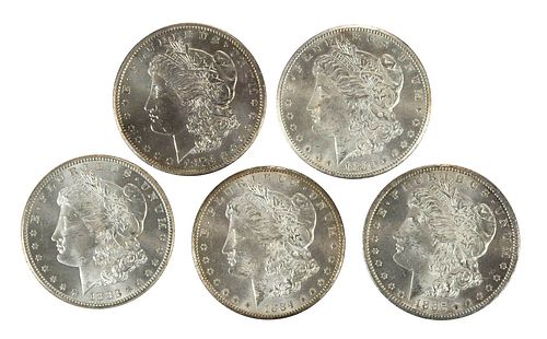 FIVE CARSON CITY MINT MORGAN DOLLARS1878 CC  3748fd