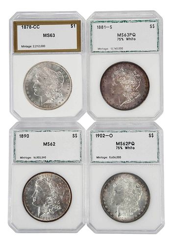 FOUR PCI GRADED MORGAN DOLLARS1878-CC;