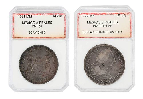 TWO SILVER MEXICAN EIGHT REALES