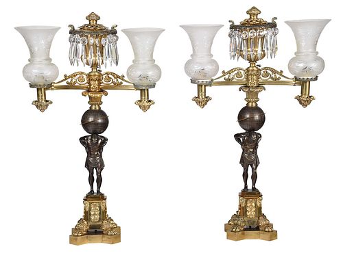 IMPRESSIVE PAIR GILT BRONZE FIGURAL 374952