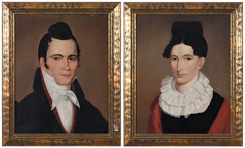 TWO PORTRAITS-A SOPHISTICATED COUPLE(American,