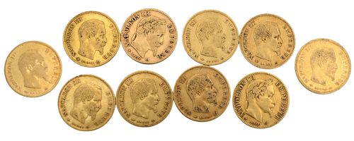 10 NAPOLEON III GOLD COINS10 Napoleon