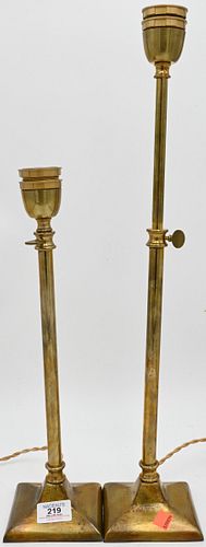 A PAIR OF BRONZE AND BRASS TABLE