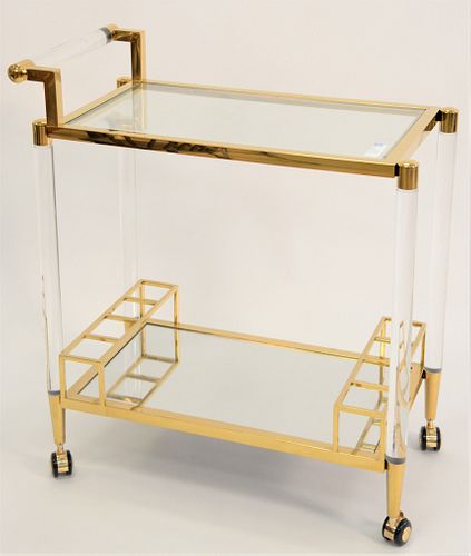 LUCITE AND BRASS BAR SERVING CARTLucite 374aed