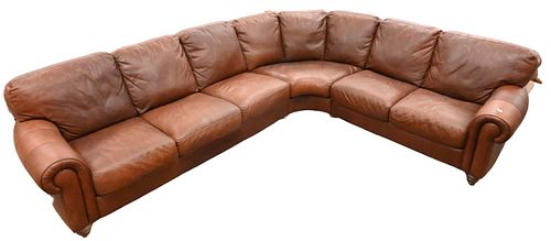 LEATHER UPHOLSTERED L-SHAPED SECTIONAL