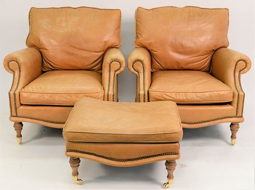 PAIR OF TAN LEATHER CHAIRSPair 374b0d