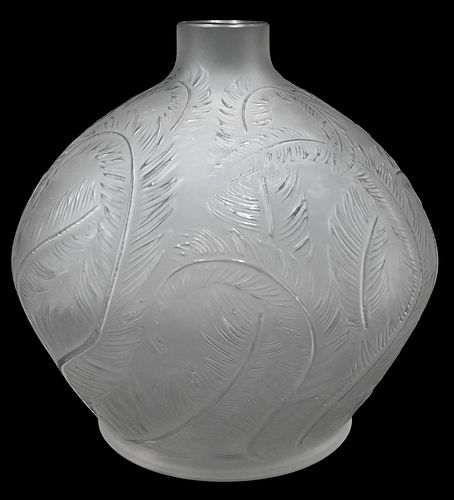 LALIQUE "PLUMES" FROSTED CRYSTAL